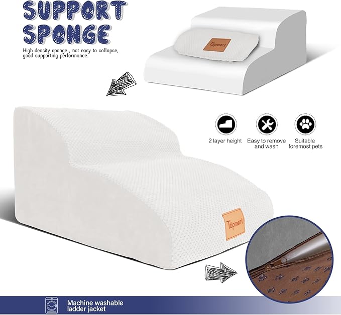 Topmart High Density Extended Foam Dog Ramp&Steps 2 Tiers 11.8" High,Non-Slip