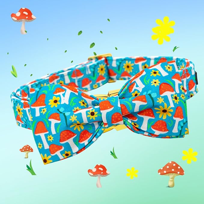 Lionheart glory Dog Collar Fall Dog Collars with Bow Tie Blue Dog Collar Bow Female Male Pet Collar Dogs Collar Bows Duty Adjustable Dog Bow Collars for Medium Dogs