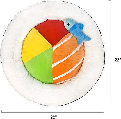 TONBO Soft Plush Small Cute and Cozy Food Dog Cat Bed, Washer and Dryer Friendly (Sushi Roll)