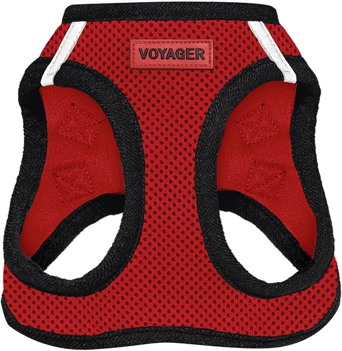 Voyager Step-in Air Dog Harness - All Weather Mesh Step in Vest Harness for Small and Medium Dogs and Cats by Best Pet Supplies - Harness (Red/Black Trim), XL (Chest: 20.5-23")