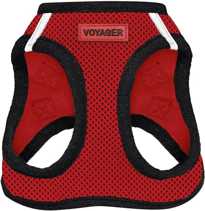 Voyager Step-in Air Dog Harness - All Weather Mesh Step in Vest Harness for Small and Medium Dogs and Cats by Best Pet Supplies - Harness (Red/Black Trim), XS (Chest: 13-14.5")