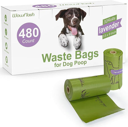 480 Count Lavender Scented 13” x 9” Dog Poop Bags Rolls