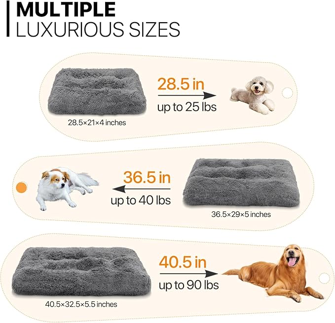 MoNiBloom 36.5"x29"x5" Dog Beds for Medium Size Dogs Machine-Washable Long Plush Pet Beds Warming Cozy Soft Bed for Dogs and Cat