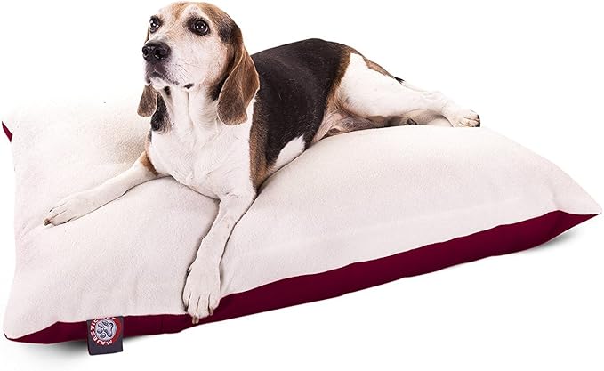 30x40 Burgundy Rectangle Pet Dog Bed With Removable Washable Cover By Majestic Pet Products Small to Medium