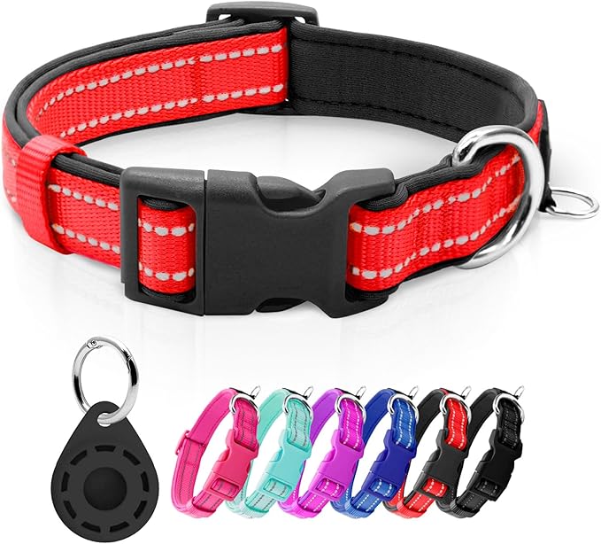 azuza Reflective Dog Collar with Airtag Holder