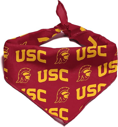 NCAA Officially Licensed Bandana for Dogs and Cats | Fits Pets Great Gift Idea | Easy-to-Tie (Large, USC Trojans)