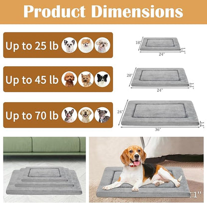 Reversible Dog Crate Pad 70 lbs(Gray)-L 36''x24''x1.1''
