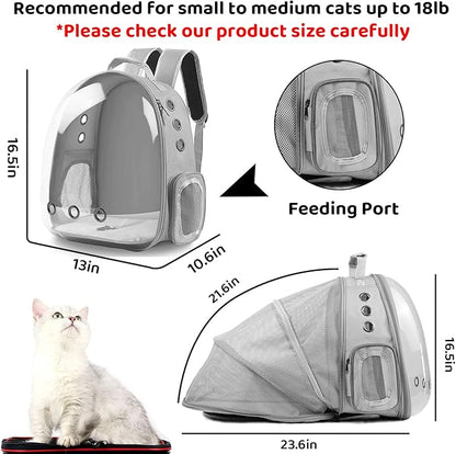 Cat Backpack Carrier,Expandable Pet Bubble Backpack Airline Approved, Pet Travel Carrying Bag for Small Medium Cats and Puppy with Hiking Walking Outdoor Use