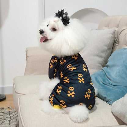 CuteBone Dog Halloween Pajamas Skull Clothes Soft Puppy Pjs for Small Dogs P247M