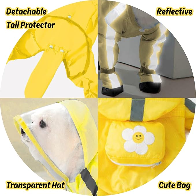 HDKUW Small Dog Raincoat and Rain Shoes Set 2XL