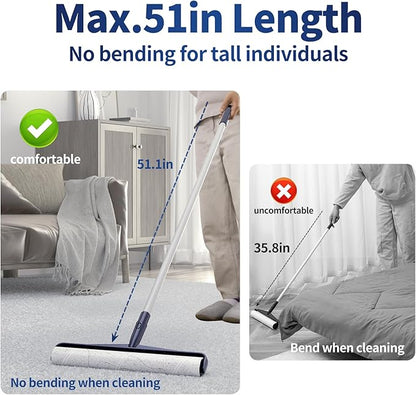 13.8in Large Size Lint Rollers for Pet Hair Extra Sticky 51.2in Long Handle Giant Big Hair Picker Upper from Sticky Mop for Cleaning Pet Dog Cat Hair Animal Fur Removal Roller Couch Bed Sheet Carpet