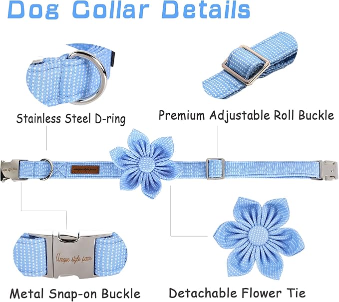 Unique style paws Dog Collar with Flower Tie