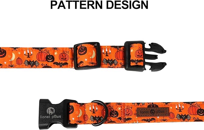 Lionet Paws Halloween Dogs Collar Orange 16-24 inches