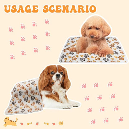 Dohia Warm Pet Blanket Super Soft Fluffy Print Blanket/Bed Cover for Dog Puppy Cat D2-CWMT (Beige)