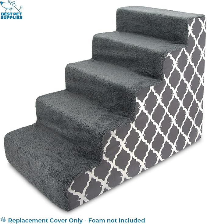 Best Pet Supplies Foam Pet Steps Cover for Small Dogs and Cats 5-Step (Cover