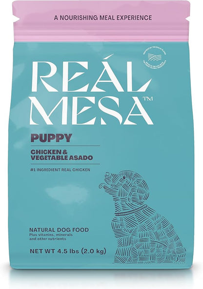 Real Mesa Premium Puppy Food - High Protein, Nutritious Puppy Dog Food for Growth & Development, Chicken & Vegetable Asado (4.5lbs)