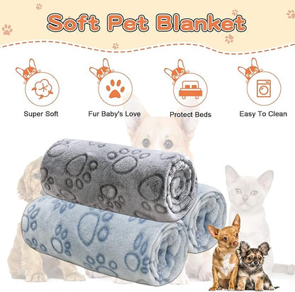 1 Pack 3 Dog Blankets for Medium Dogs, Soft Fleece Dog Blanket Fluffy Pet Blanket Warm Sleep Mat Cute Paw Print Puppy Cat Blanket, Flannel Throw for Washable Dog Bed, Blanket for Dogs, 41"X31"