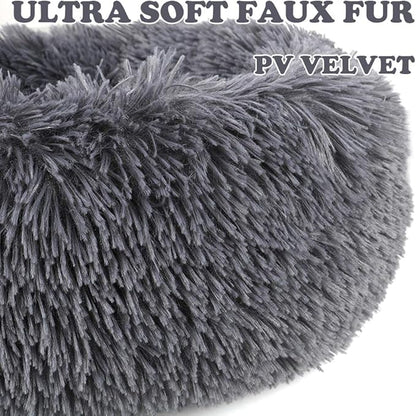 otoez Round Donut Dog Bed for Small Dogs (23.6", Dark