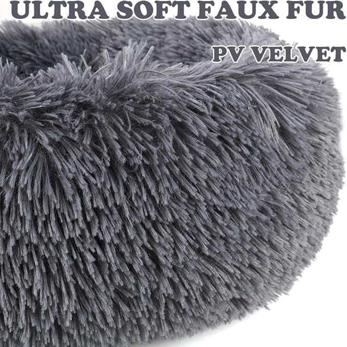 otoez Round Donut Dog Bed for Medium Dogs (27.6", Dark