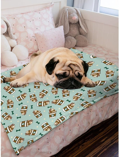 Puppy Coffee Dog Bone Blanket Gifts Super Soft Pet Blanket for Dog 40"x30" for