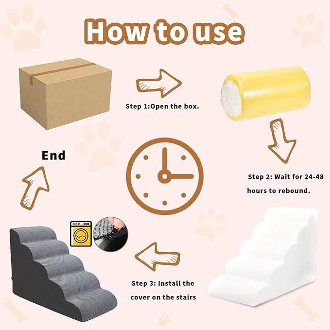 Dog Stairs for Small Dogs 5 Steps