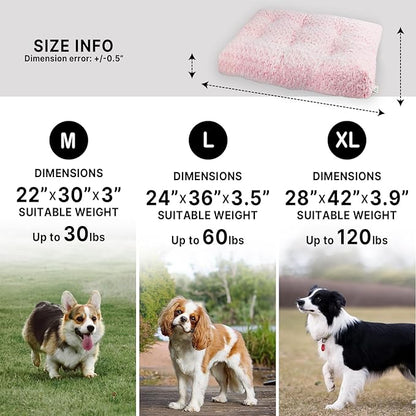 XL Dog Bed Extra Large 41 x 27 Inches, Deluxe Fulffy Washable Dog Bed Dog Crate Bed, Plush Comfy Kennel Dog Pad Anti-Slip - Pink, Extra Large