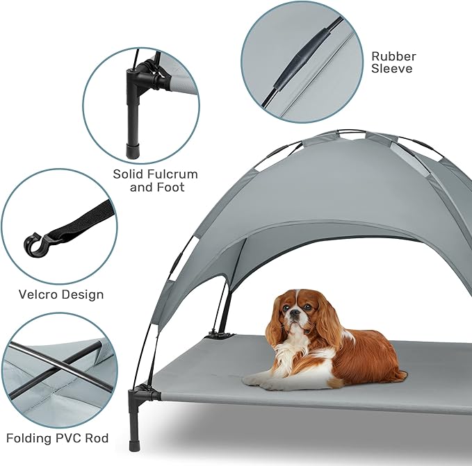 Heeyoo Elevated Dog Bed with Canopy