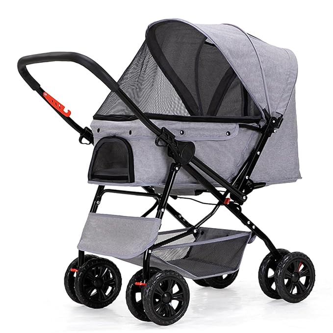 Pet Strollers for Small Medium Dogs & Cats with Reversible Handle