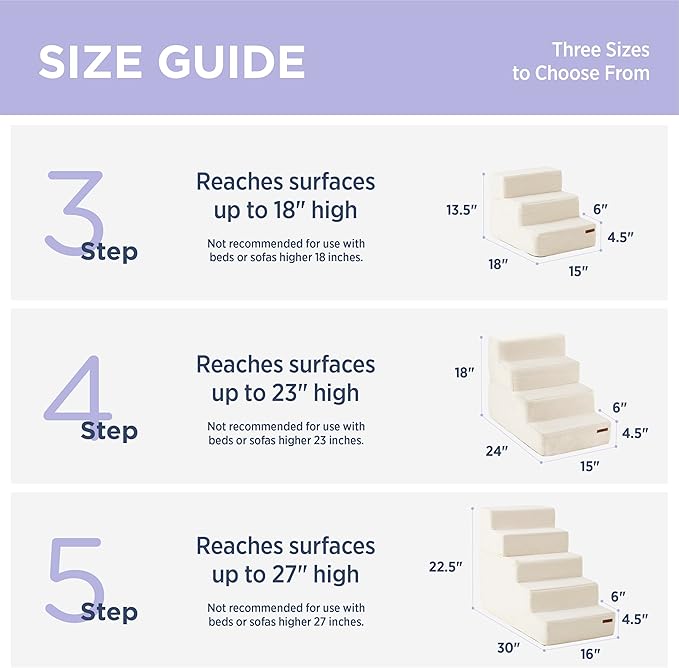 Lesure Dog Stairs for Small Dogs 3 Steps