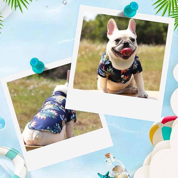 Dog Hawaiian Shirt Hawaii Style Summer Dog Clothes Boy Girl Breathable Cool Costume Beach Seaside Sweatshirt for Small Puppy Polo T-Shirt Pet Outfit