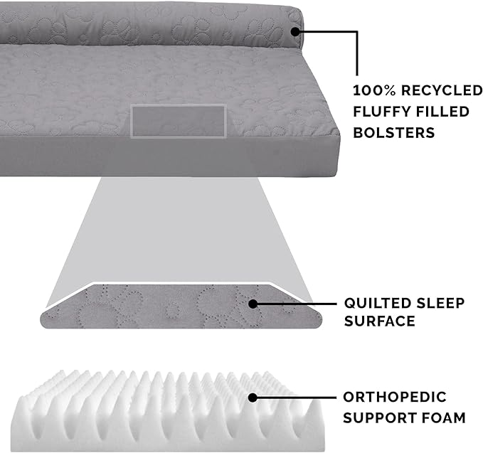 Furhaven Orthopedic Dog Bed for Medium/Small Dogs w/ Removable Bolsters & Washable Cover 35 lbs
