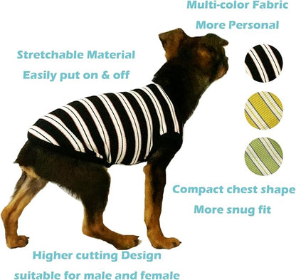 YQYS Dog Shirts Multi-color Striped Cotton Vest for Small Dogs and Cats Puppy Clothes Teacup Dog Clothing Tank Top for Chihuahua Miniature Pinscher Green XXSmall