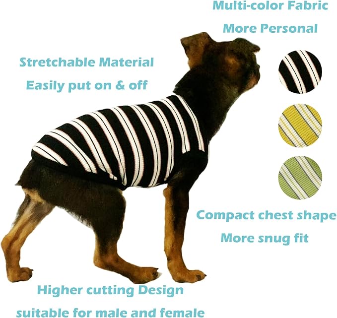 YQYS Dog Shirts Multi-color Striped Cotton Vest for Small Dogs and Cats Puppy Clothes Teacup Dog Clothing Tank Top for Chihuahua Miniature Pinscher Green Small