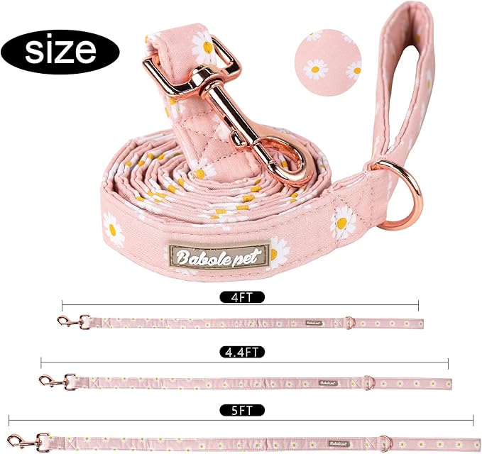 Spring Dog Leash Durable Handmade Baby Pink Daisy 120cm