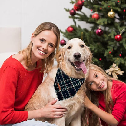 Christmas Day Dog Bandana Red Green Plaid Cotton