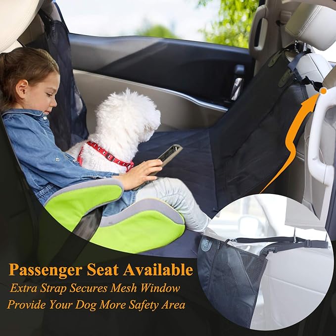 VIVAGLORY Dog Car Seat Cover with Mesh Visual Window