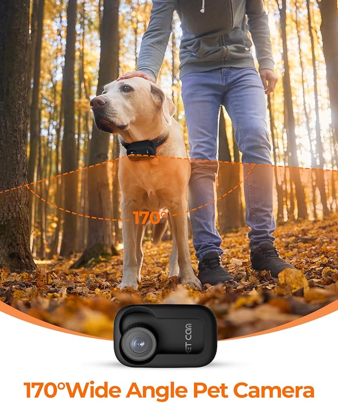 HD 4K Dog Tracker Collar, WiFi Cat Collars Camera Mini Action Camera for Video Records Wireless Cats Dogs Collar Mini Body Cam Outdoor/Inoor Pet Supplies Birthday