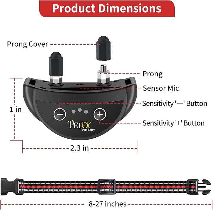 PetJoy Dog Bark Collar 5-15 lbs, 3 Pack 5 Adjustable