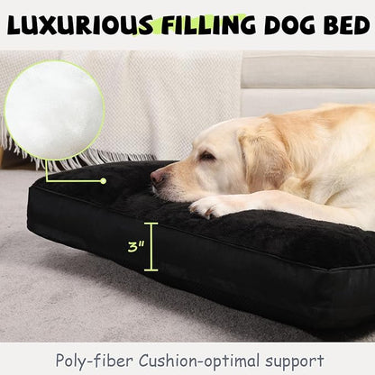 Dog Crate Bed Waterproof Deluxe Plush Dog Beds with Removable Washable Cover Anti-Slip Bottom Pet Sleeping Mattress for Large 41 x 27 inch,