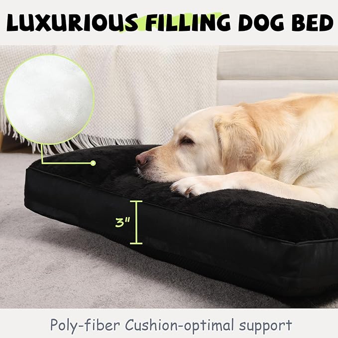 Dog Crate Bed Waterproof Deluxe Plush Dog Beds with Removable Washable Cover Anti-Slip Bottom Pet Sleeping Mattress for Large 23 x 17 inch,