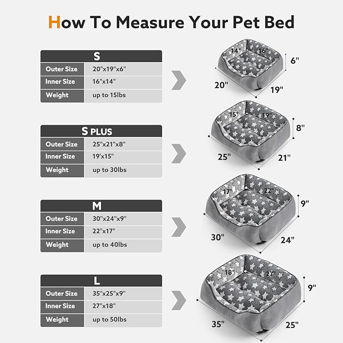 SIWA MARY Dog Bed for Small Dogs (20"x 19"x 6") Gray