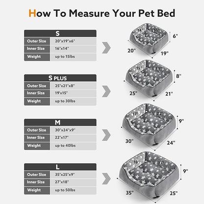 SIWA MARY Dog Bed for Large Size Dogs L(35"x25"x9") Gray