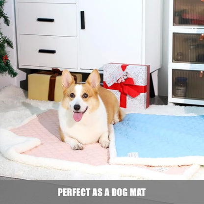 Acaba Dog Blanket for Floor Dog Dog Mat Dog Bed Mat for Floor Dog Bed Cooling Mat Warming Mat Ultra Soft Pet Bed Reversible (Cool & Warm) Dog Bed Pad with Machine Washable Blue(L)