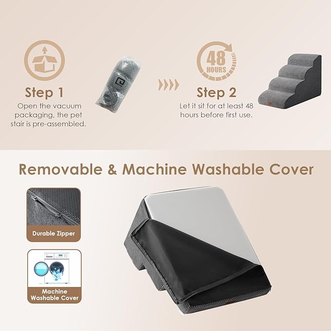 EHEYCIGA Curved Dog Stairs for High Beds 19.7" H 4-Step Dog