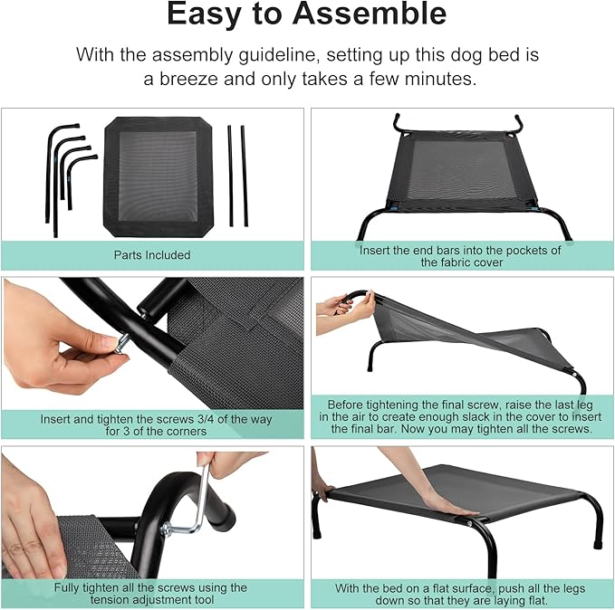 Cooling Elevated Dog Bed Cot for Medium Dogs 41 inches