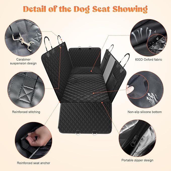 Dog Car Seat Cover for Back Seat 300lbs, Hard