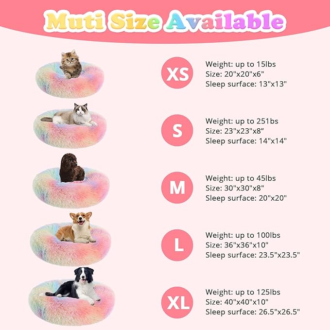 JOLLYVOGUE Calming Donut Dog Bed & Cat Bed (20")