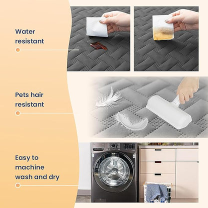 gogobunny 100% Double Sided Waterproof Dog Blanket Soft Pet Bed Cover Reversible Protect Furniture Couch Sofa Car for Puppy Cat Kids (Dark Grey/Light Grey 52x82 Inch 1))