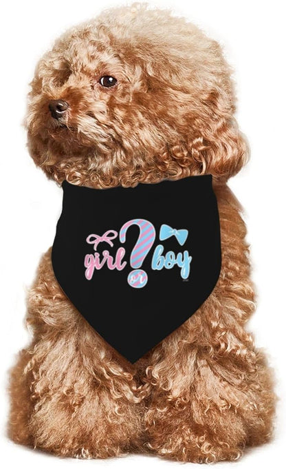 He Or She What Will It Be? Gender Reveal/Baby Announcement Dog Bandana,Pet Neckerchief for Pets Daily Wear Photo Prop Party Supplies (Black)