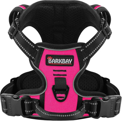 BARKBAY No Pull Pet Harness Dog Harness Adjustable Outdoor Pet Vest 3M Reflective Oxford Material Vest for pink Dogs Easy Control for Small Medium Large Dogs